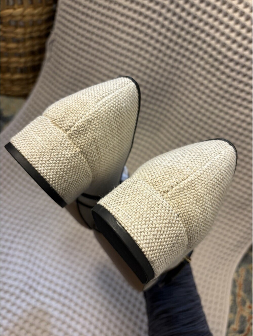 J. Crew Teagan Mary Jane In Beige Spanish Canvas Black Leather Trim Size 10 $168 - Picture 8 of 9